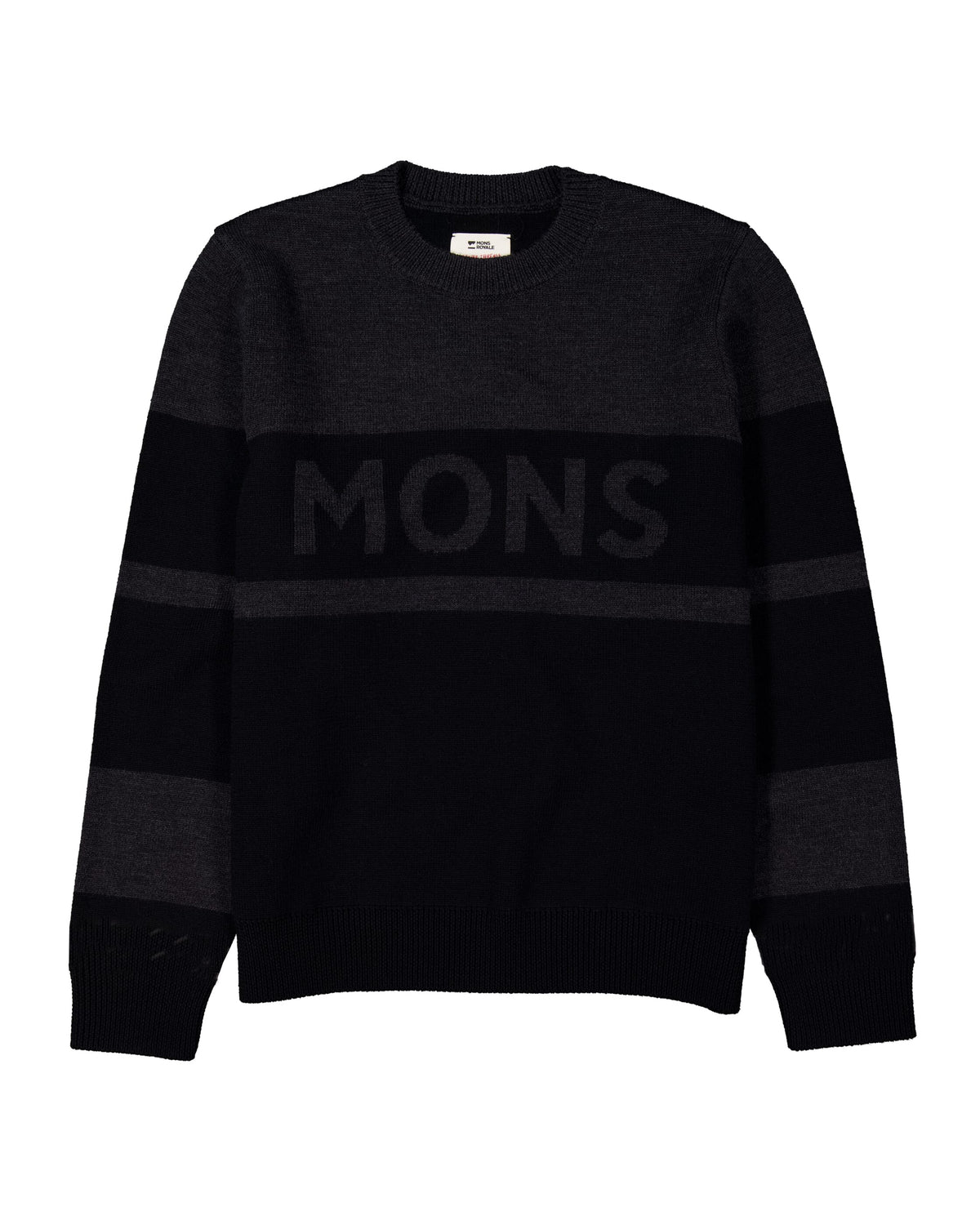 Mons Royale Innsbruck Merino Knit Sweater Charcoal Black 100950-1336-1053 - flat front