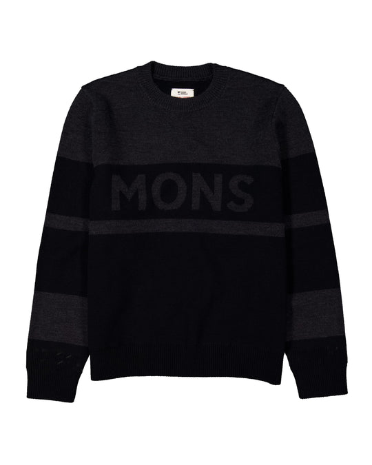 Mons Royale Innsbruck Merino Knit Sweater Charcoal Black 100950-1336-1053 - flat front