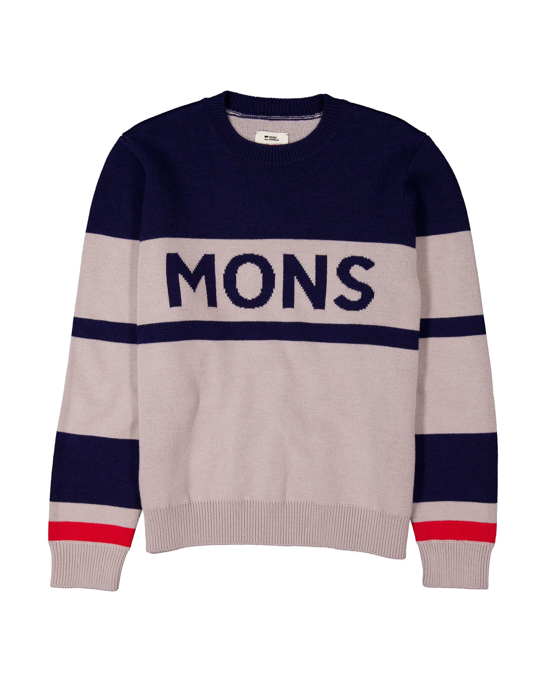 Mons Royale Innsbruck Merino Knit Sweater Cinder / Navy 100950-1336-1057 - flat front