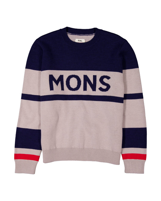 Mons Royale Innsbruck Merino Knit Sweater Cinder / Navy 100950-1336-1057 - flat front
