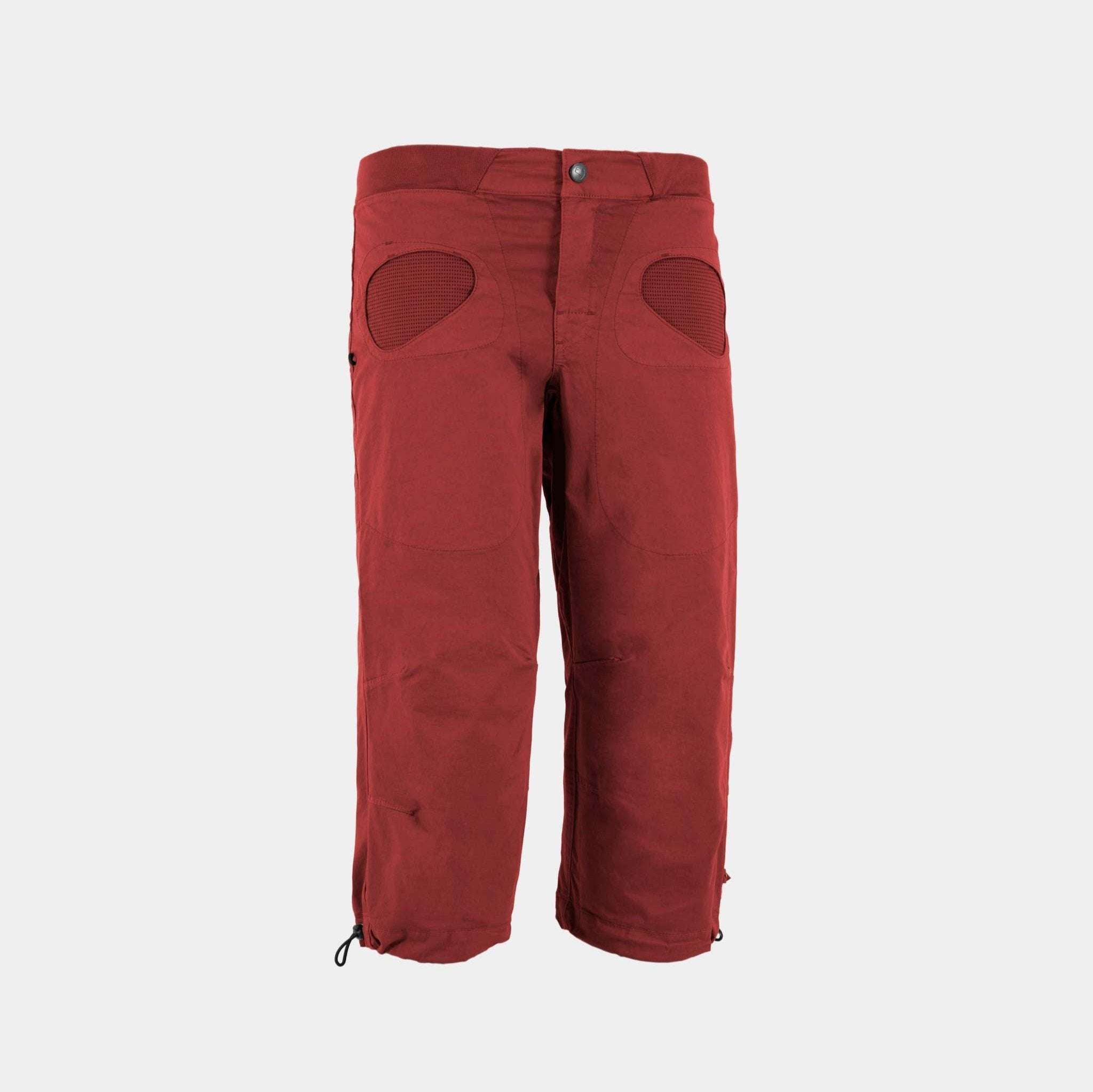 Pantalone 3/4 da arrampicata urbana in gabardine di cotone biologico elasticizzato con tasche interne a contrasto e fondo regolabile.