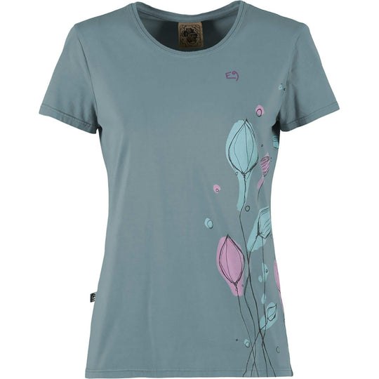 t-shirt in cotone biologico con stampa grande per arrampicata outdoor elegante slim fit italiana