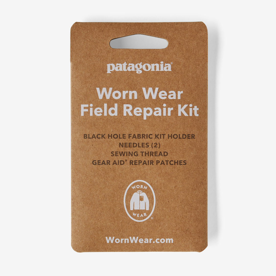 Worn Wear Field Repair Kit with sewing essentials in compact packaging.