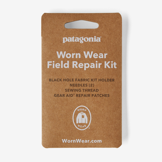 Worn Wear Field Repair Kit with sewing essentials in compact packaging.