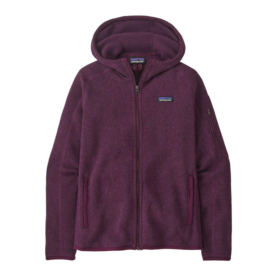Giacca con cappuccio Patagonia Better Sweater™ in pile riciclato viola, con zip integrale e tasche scaldamani.