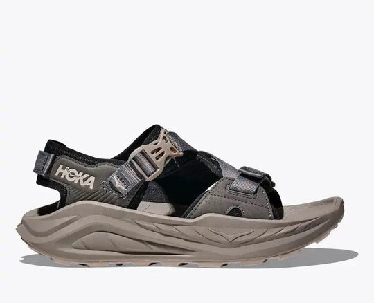 HOKA Infini Hike Tc sandal with Vibram Megagrip sole and adjustable straps designed for durable, quick-drying hiking on various terrains