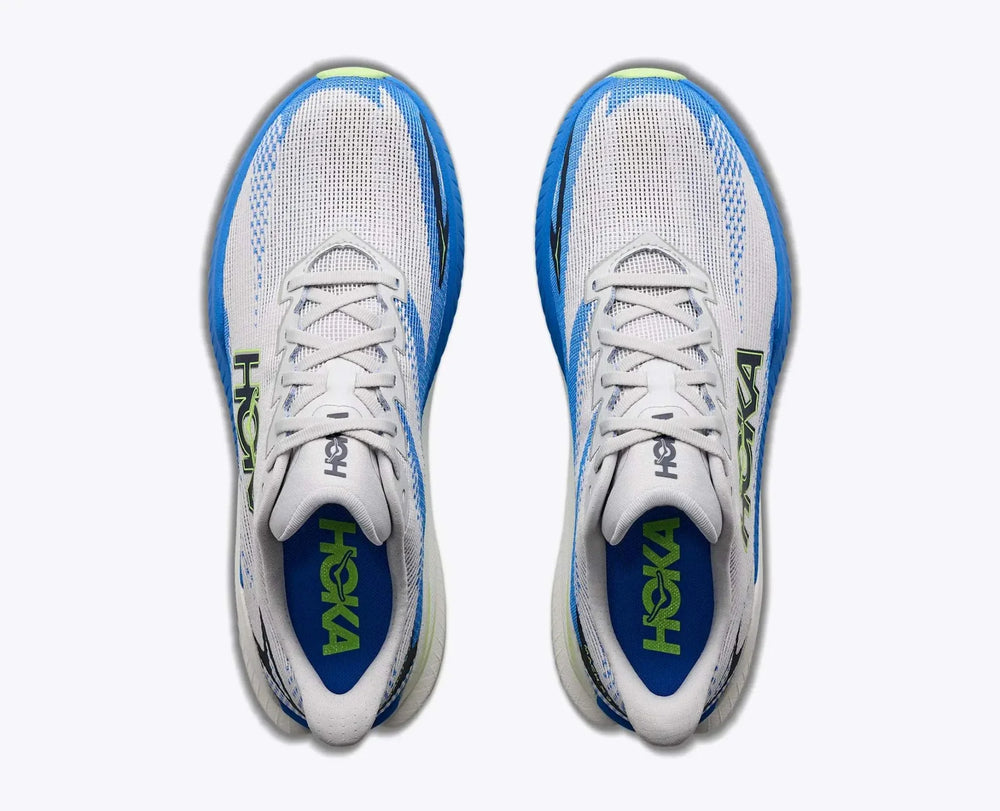 Chaussure de course pour hommes HOKA M Mach X 3 avec semelle intermédiaire PEBA double densité et plaque Pebax pour un entraînement rapide sur route