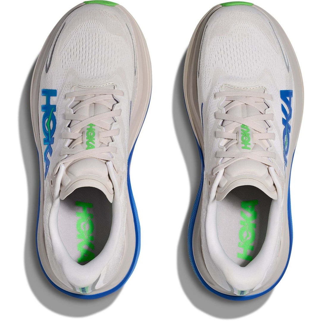 Hoka Skyward X 2 running shoe with breathable mesh, carbon fiber plate, and reflective details for stable asphalt running
