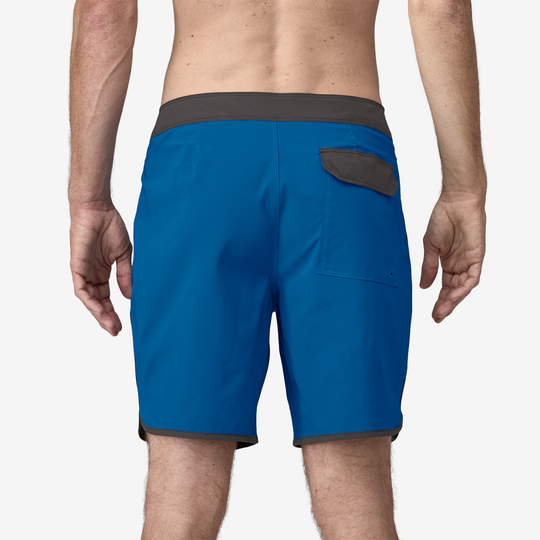 Blue Hydropeak Scallop Boardshorts with curved hem and back pocket.