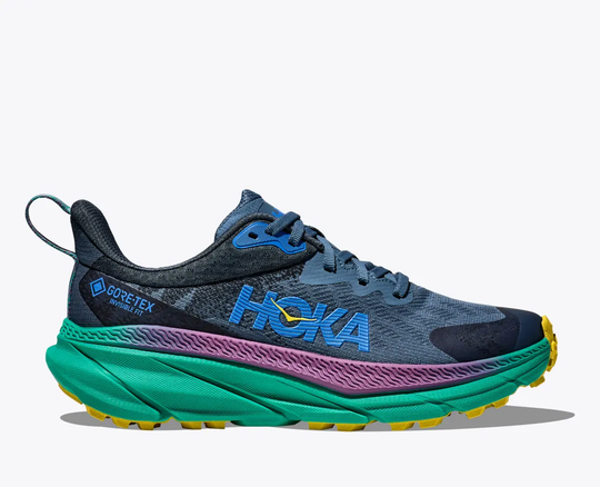 Challenger 7 GTX trail running shoe with Gore-Tex and vibrant sole design.