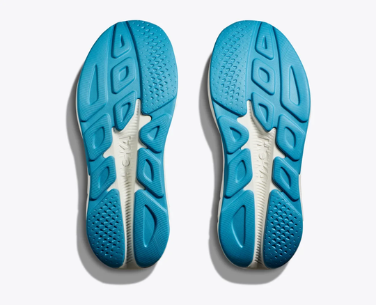 Blue and white modular EVA outsole of Rincon 4 sneaker displaying advanced grip and flexibility.