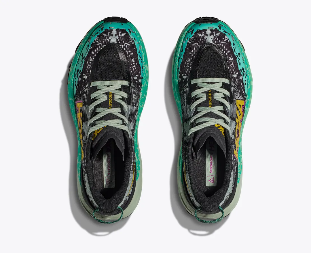 Speedgoat 6 trail running shoes with lightweight breathable upper and aggressive traction design.