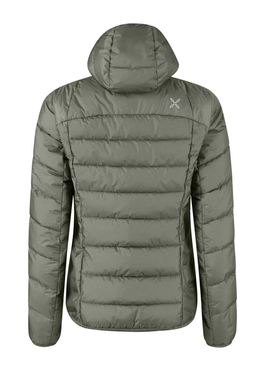 Green Destiny Duvet Woman padded jacket with hood and elastic finish.