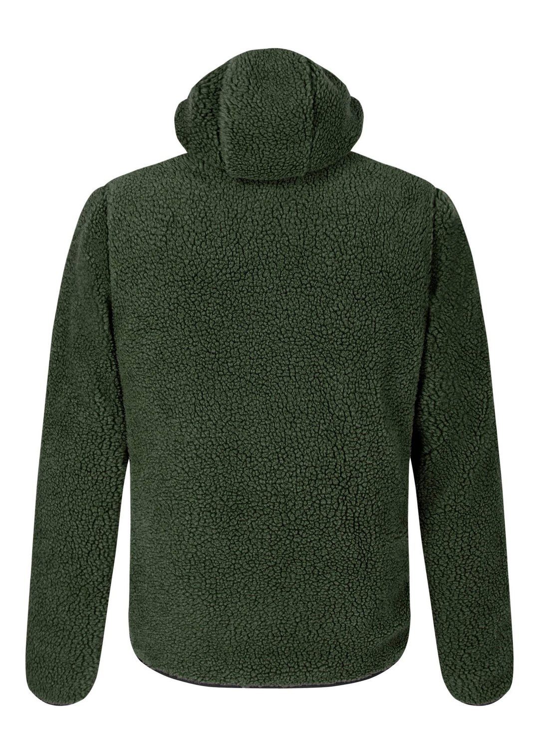 Sherpa Maglia uomo con cappuccio in tessuto termico verde, vista posteriore.