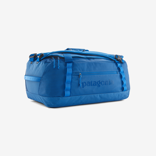 Black Hole Duffel 40L in blue with durable, water-repellent fabric and ergonomic straps.