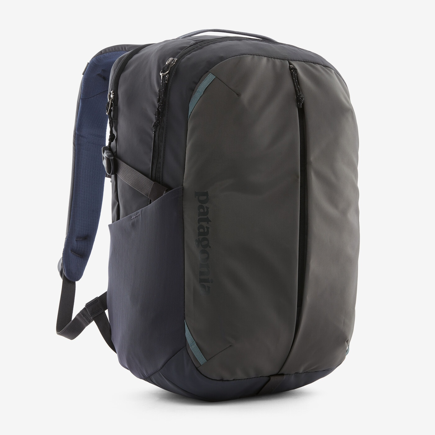 Refugio Day Pack 26L, recycled polyester backpack with hydration port, padded laptop sleeve, and bike light clip.