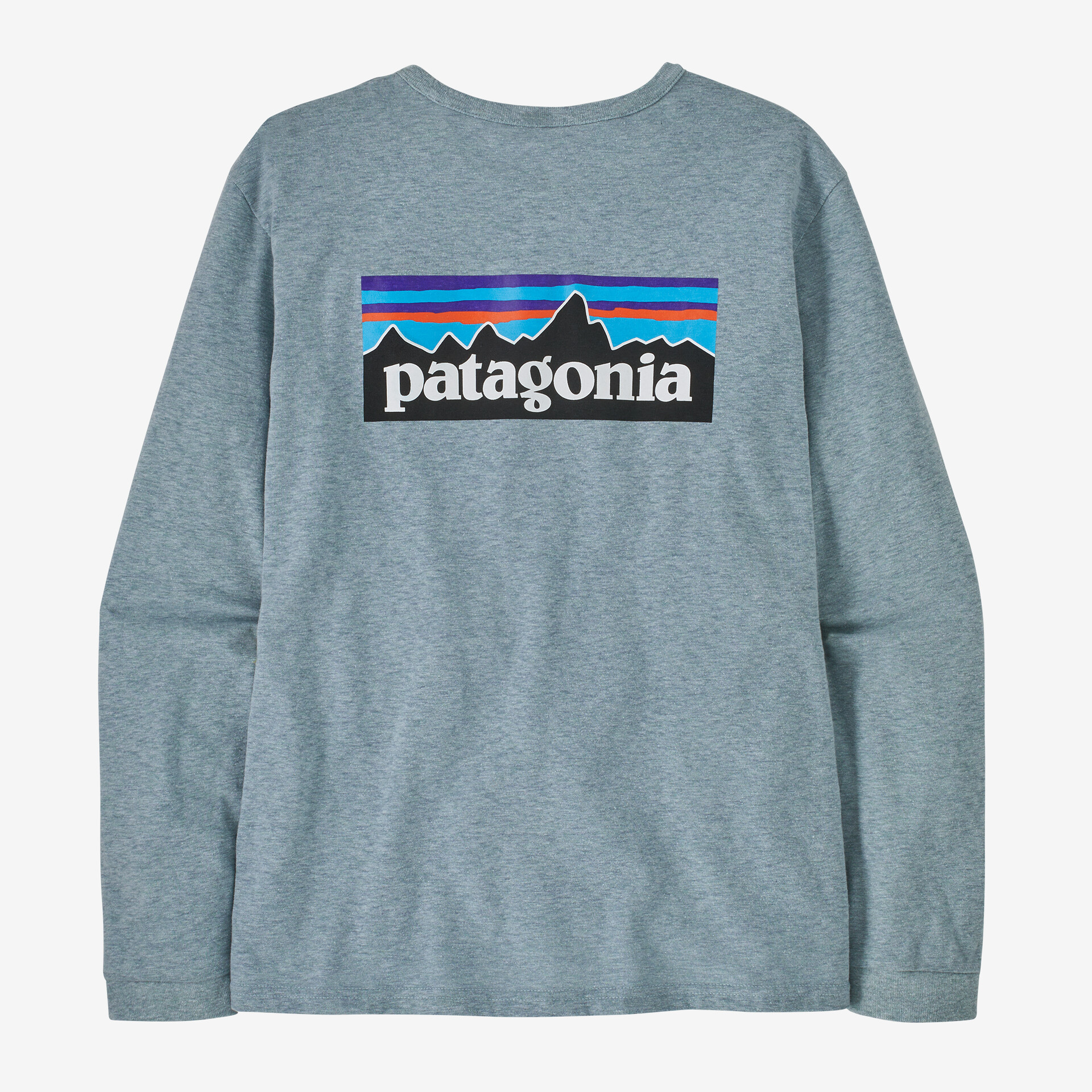 W's L/S P-6 Logo Responsibili-Tee made from recycled materials, featuring original Patagonia graphics on the back.