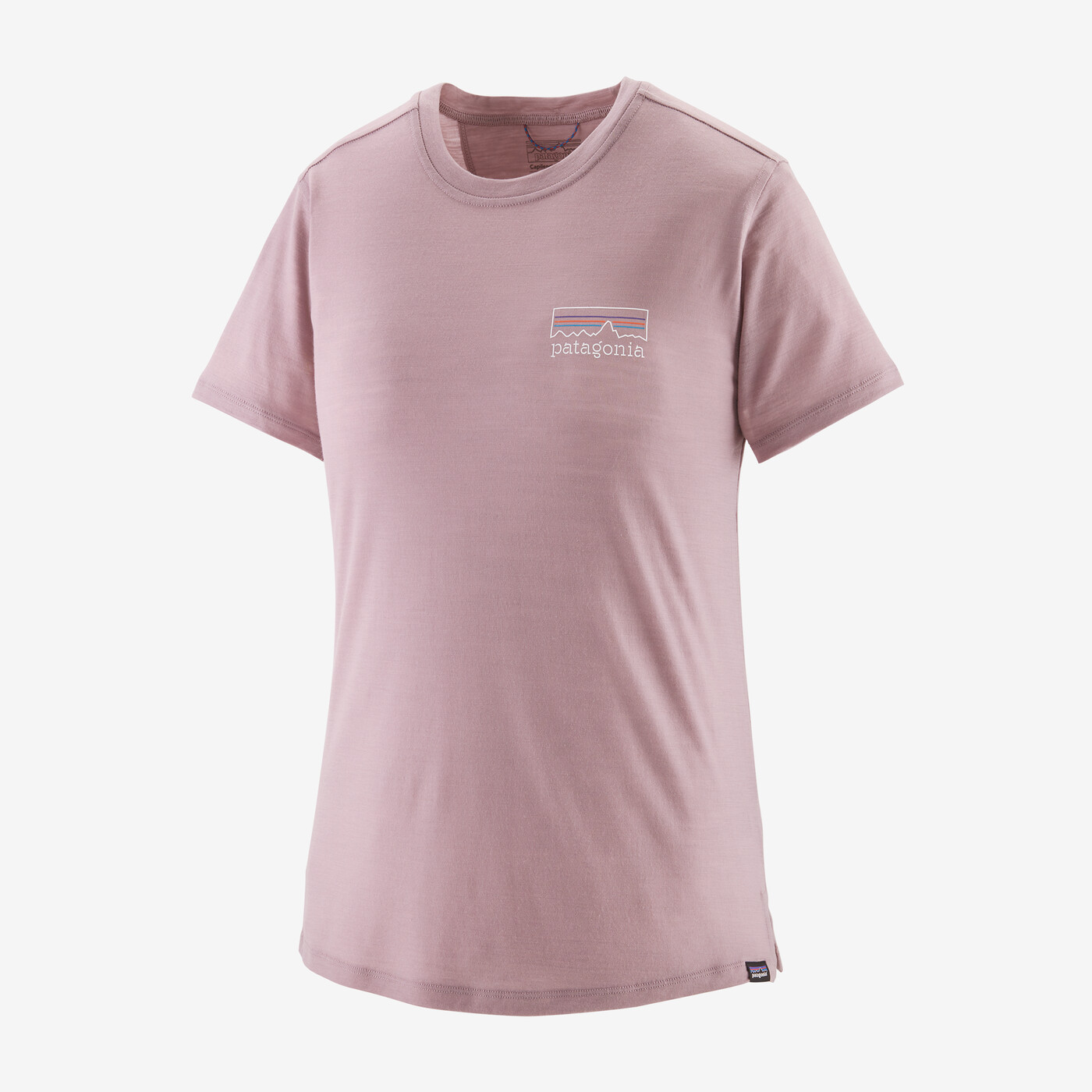 Women's Cap Cool Merino Blend Graphic Shirt in pink, made from breathable merino wool with Fair Trade certification.