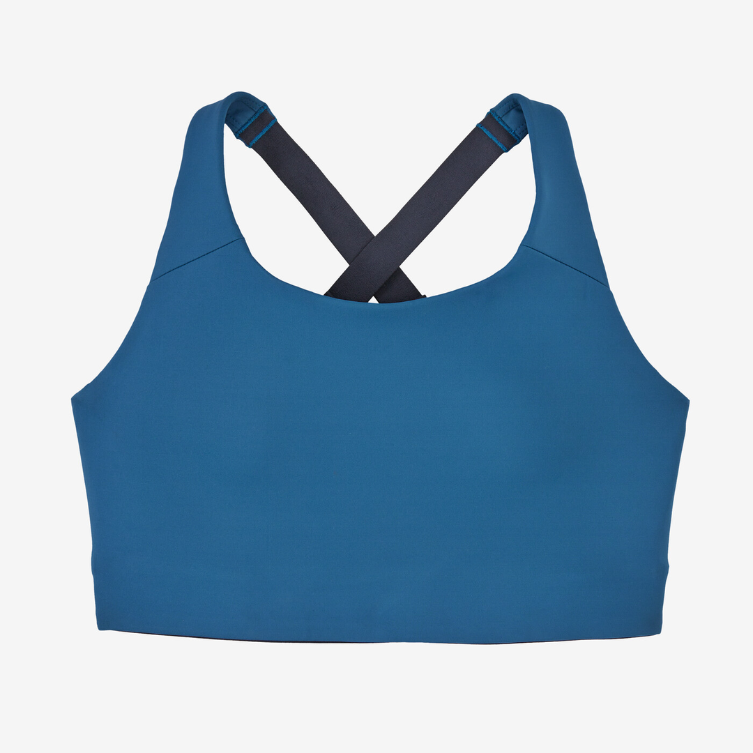 Shadowlite High Impact Adjustable Bra in blue with adjustable criss-cross straps for sports support.