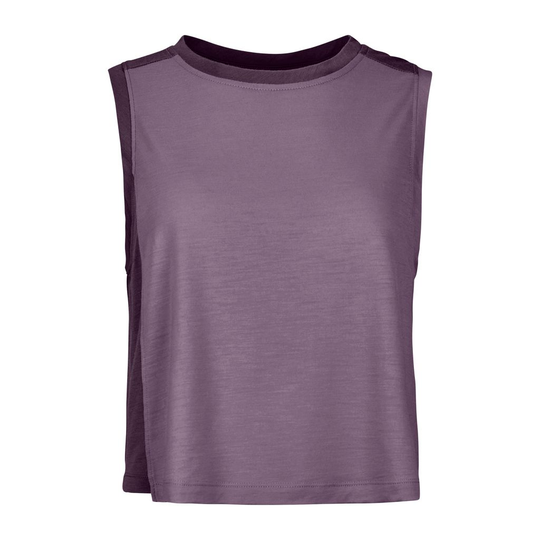 Women's climbing top, 150 Cool Crack Top, in purple, with Merino and TENCEL™ fibers for cooling and durability.