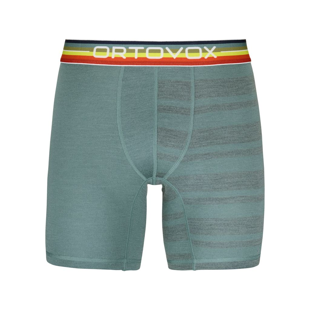 Men's 185 Rock'N'Wool Boxer in Merino wool with colorful waistband for winter adventures.
