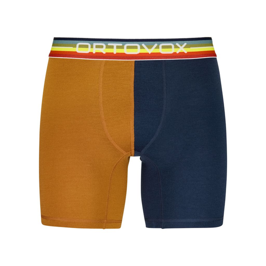 185 Rock'N'Wool Boxer M in orange and blue with trendy waistband, made of Merino wool.