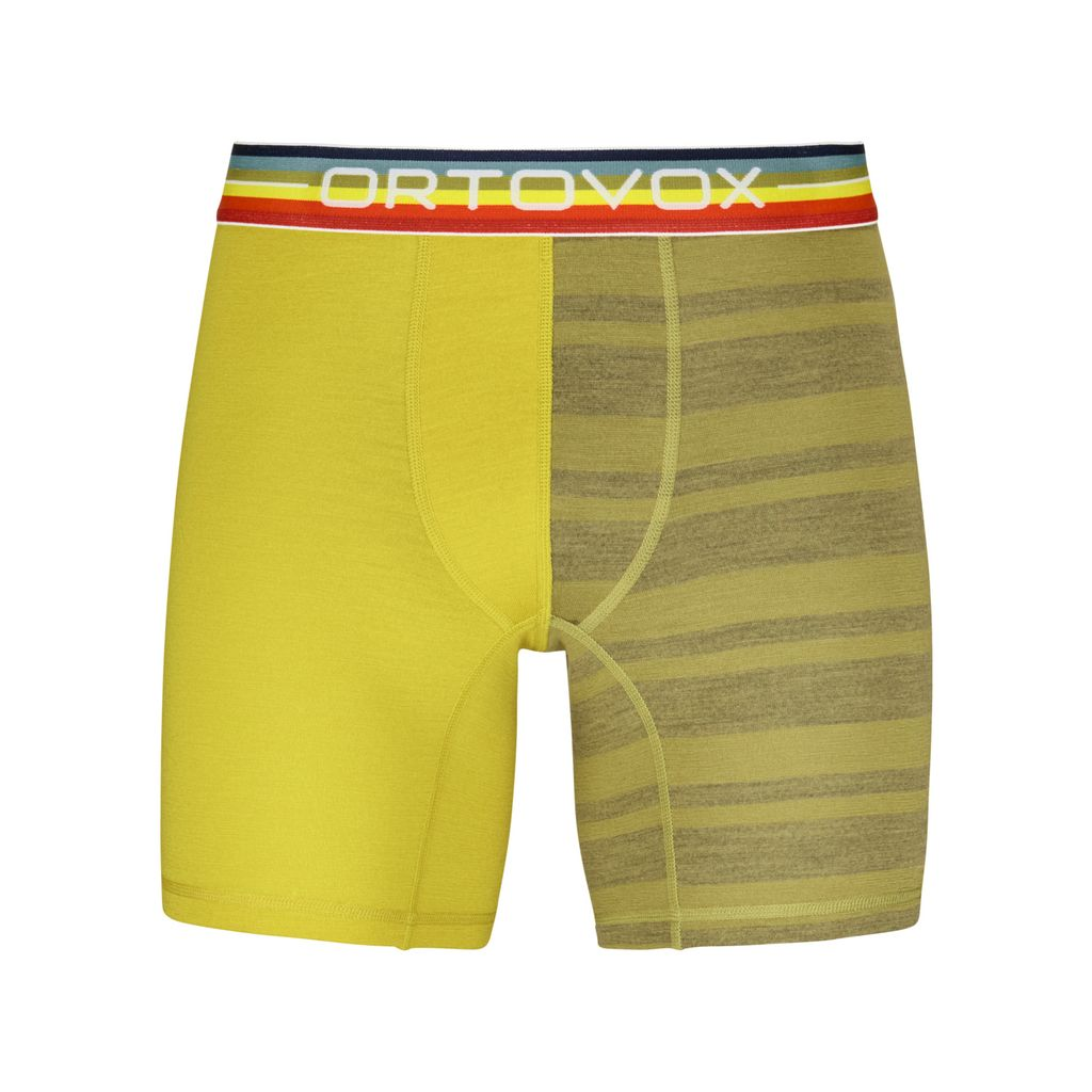 185 Rock'N'Wool Boxer M in yellow and olive green design, featuring Merino wool and elastic LYCRA waistband.