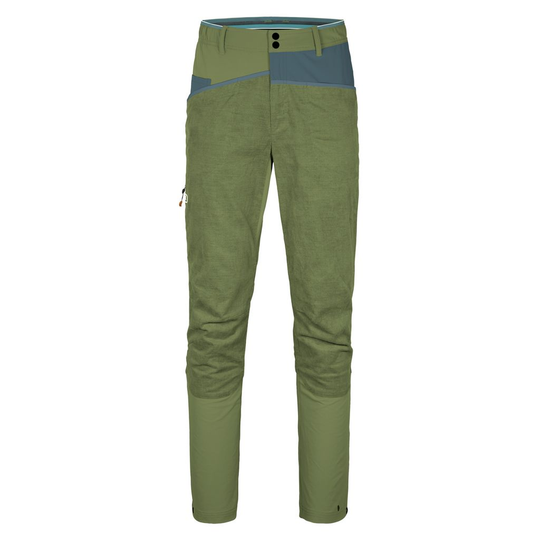 Casale Pants M - green climbing pants for men made from hemp and organic cotton, featuring elastic waistband and ergonomic fit.