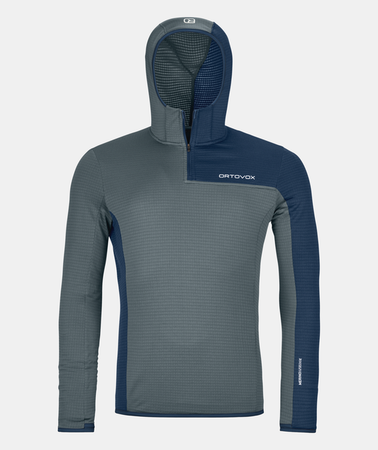 Fleece Light Grid ZN Hoody M with ergonomic fit and lightweight Merino Fleece, ideal for mountain activities.