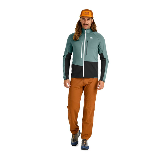 Fleece Rib Jacket M for climbing, featuring breathable Merino wool and abrasion-resistant inserts.