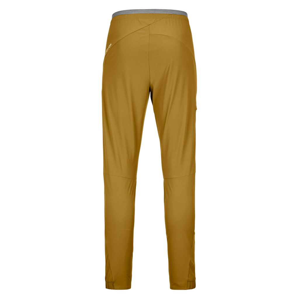Lightweight men's pants in brown designed for maximum movement freedom, ideal for summer alpine trekking, featuring stretch material and DWR finish.