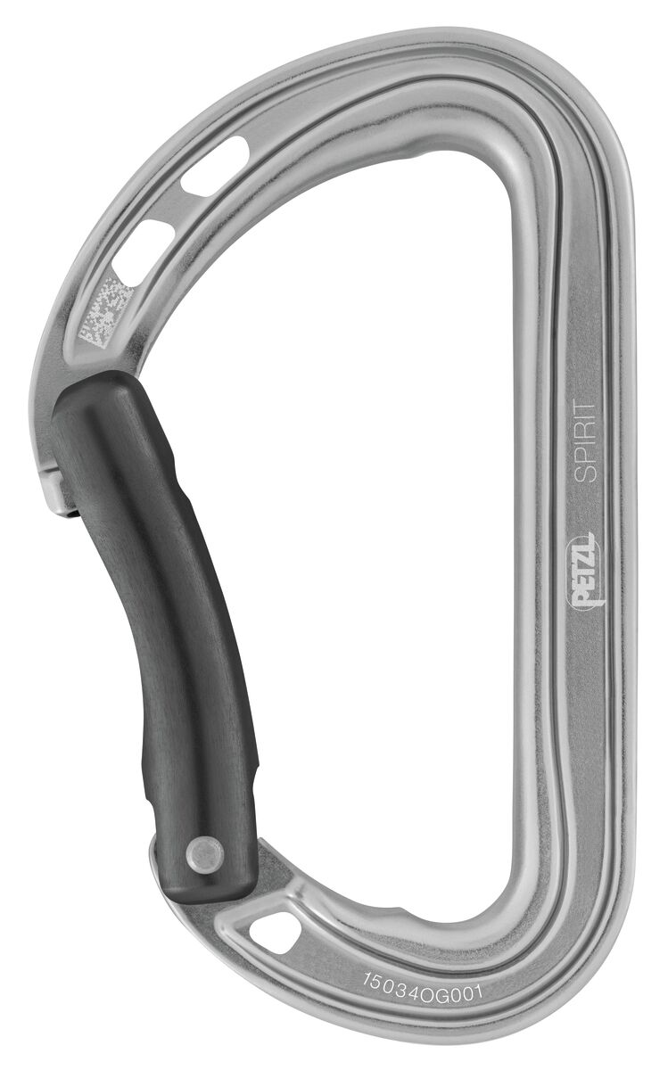 Moschettone polivalente leggero Spirit leva curva per arrampicata sportiva con design ergonomico e sistema Keylock