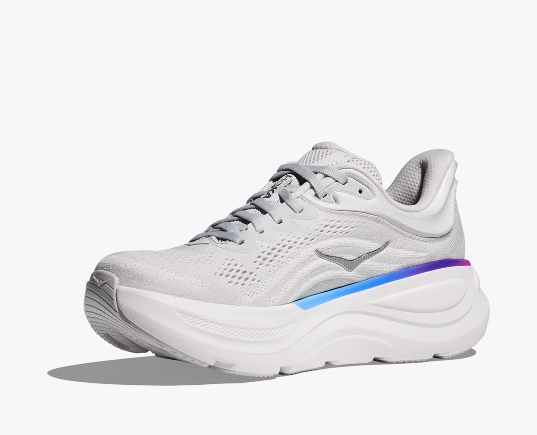 Ultra-cushioned HOKA Bondi 9 shoe with breathable mesh, 3D collar, and Durabrasion Rubber outsole for road and walking.