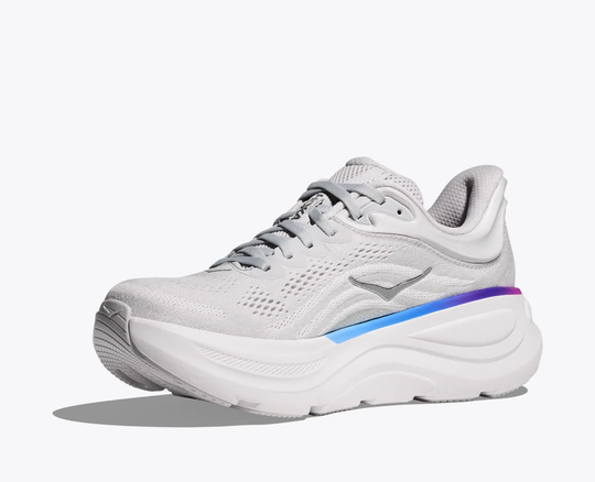 Ultra-cushioned HOKA Bondi 9 shoe with breathable mesh, 3D collar, and Durabrasion Rubber outsole for road and walking.