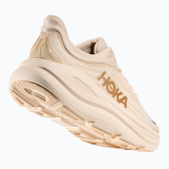 Ultra-ammortizzata HOKA Bondi 9 con tomaia traspirante e suola Durabrasion Rubber.