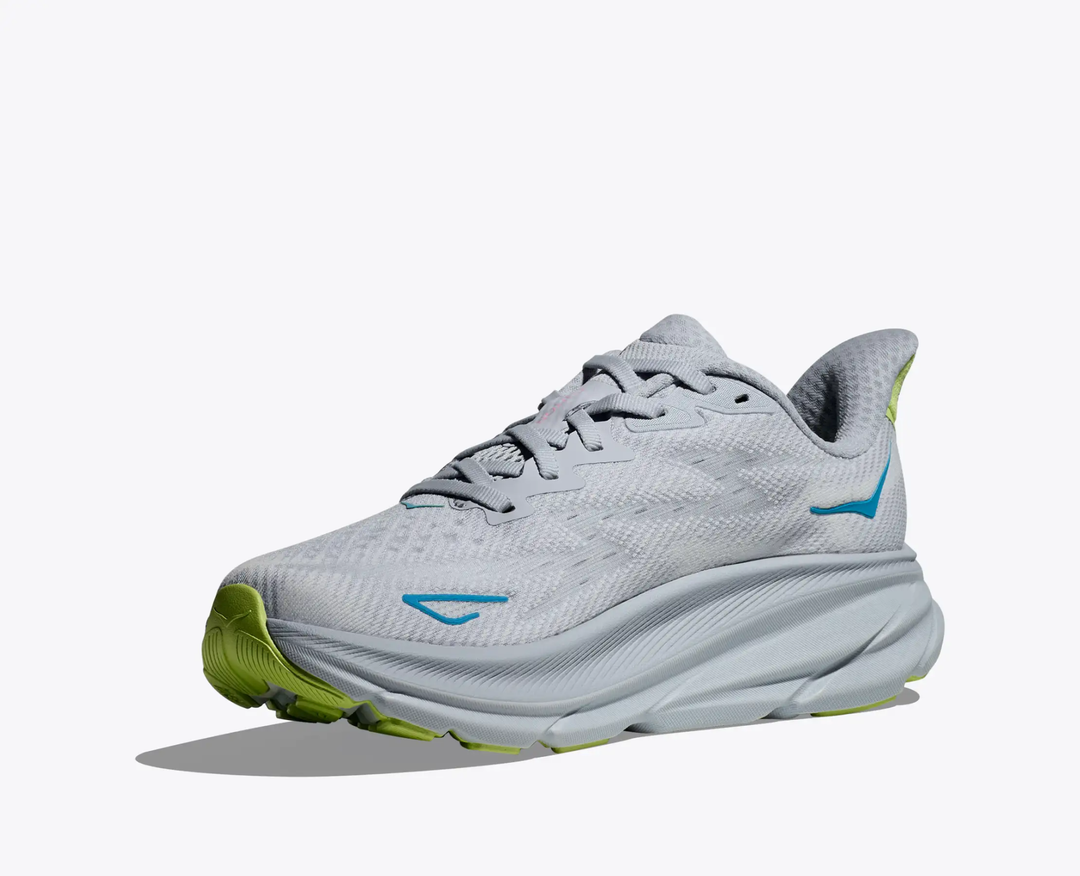 Lightweight Clifton 9 running shoe with enhanced cushioning and eco-friendly design.