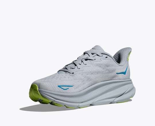 Lightweight Clifton 9 running shoe with enhanced cushioning and eco-friendly design.