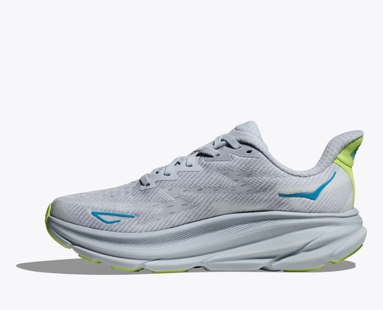 Clifton 9 running shoe with lightweight design, breathable mesh upper, and improved sole.