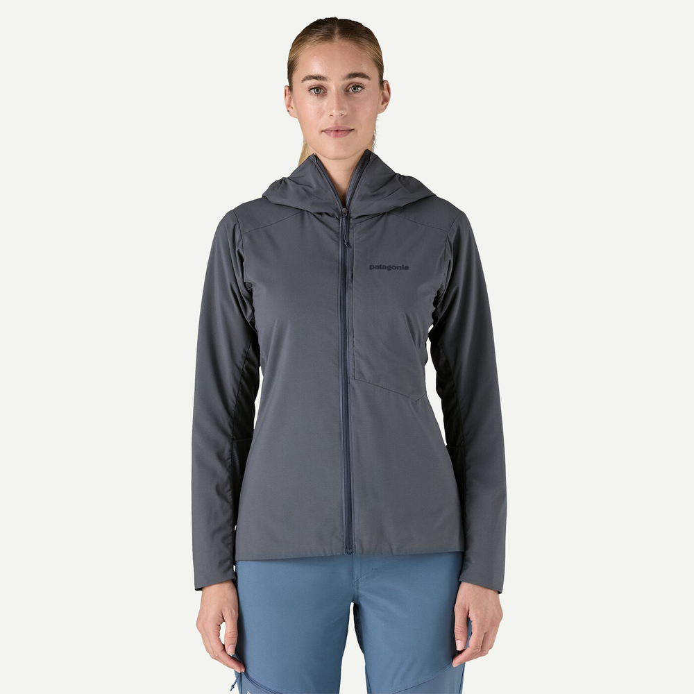 W's Nano-Air Ultralight Full-Zip Hoody in grey, breathable insulated jacket for high-impact cold weather activities.