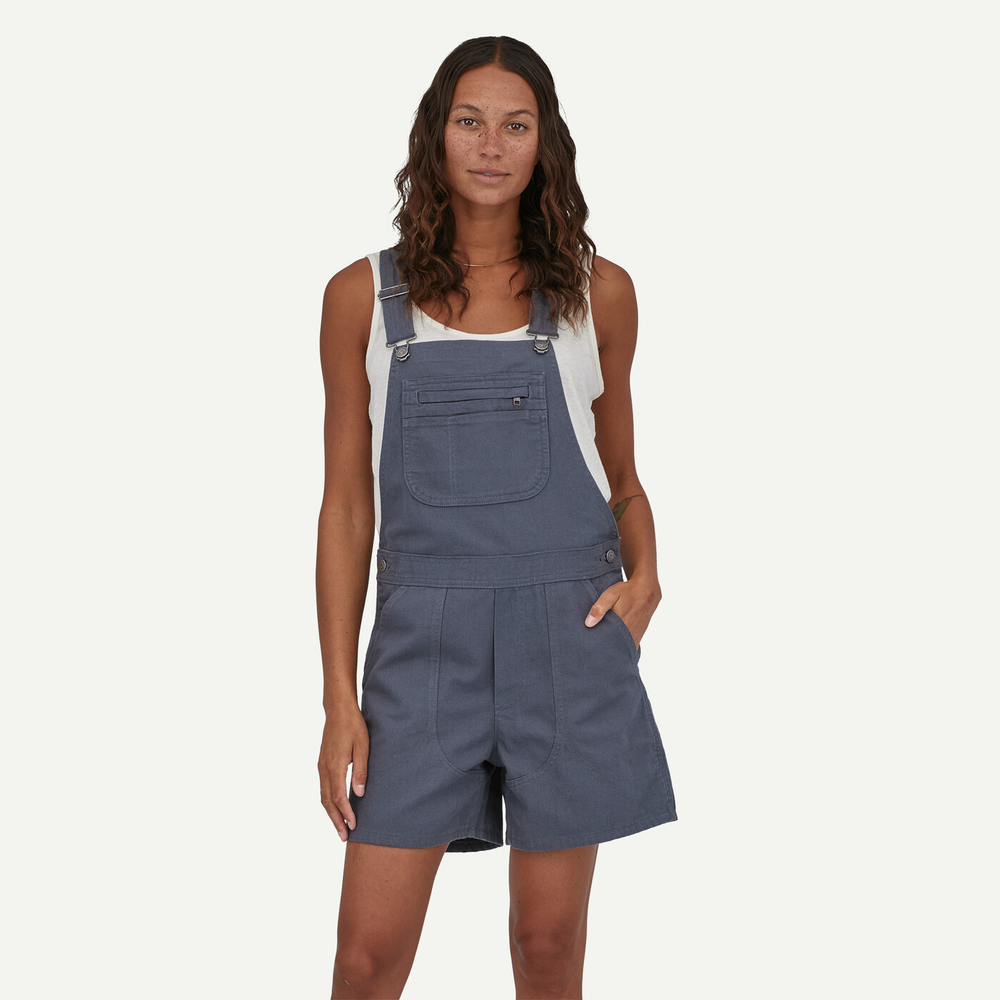 Stand Up Overalls in organic cotton, women's short overalls, gardening wear, adjustable straps, durable fabric.