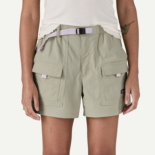 W's Outdoor Everyday Shorts in recycled nylon, adjustable waist, front cargo pockets, Fair Trade Certified.