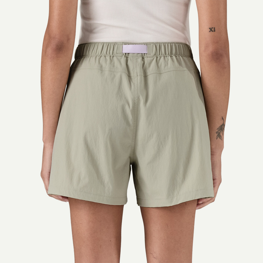 W's Outdoor Everyday Shorts, women's activewear, recycled nylon, elastic waist, Fair Trade Certified, lightweight, khaki color.