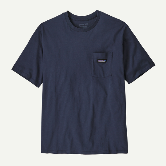 M's Daily Pocket Tee, navy blue, 100% Cotton in Conversion, classic crewneck with chest pocket.