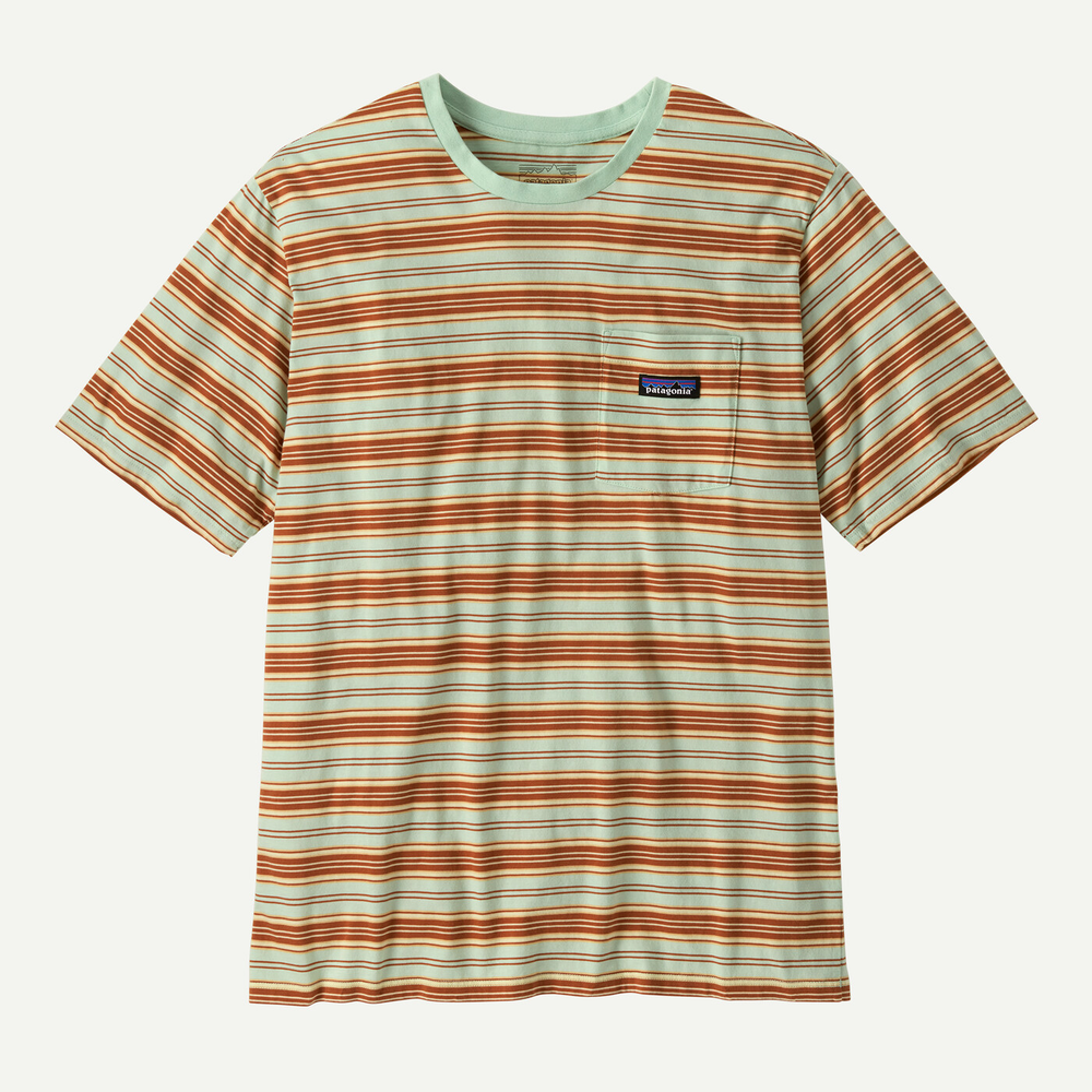 M's Daily Pocket Tee with stripes and chest pocket, made from Cotton in Conversion for sustainable comfort.