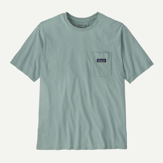 M's Daily Pocket Tee in light blue with chest pocket and crew neck.
