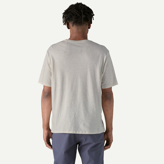 M's Daily Pocket Tee in light grey, featuring crewneck design, made from 100% Cotton in Conversion, back view.