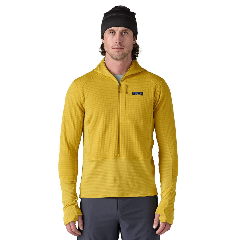 M's R1 Hoody Felpa gialla da uomo M's R1 P/O Hoody con cappuccio, tessuto Polartec® Power Grid™, per alpinismo e attività a basse temperature.