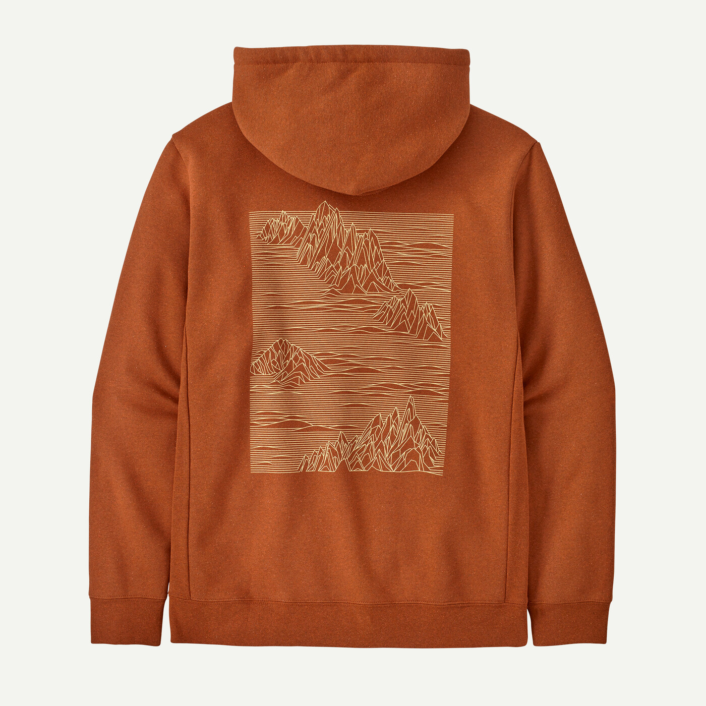 Strataspire Uprisal Hoody made from recycled materials with mountain graphic on back.