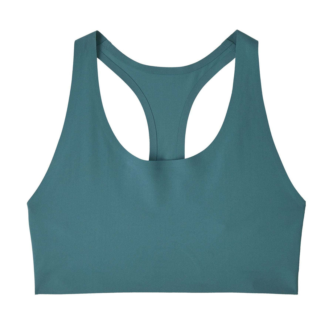 Women's Live Simply Bra in teal, minimal design, Fair Trade Certified™, racerback for low-impact support, soft recycled polyester.