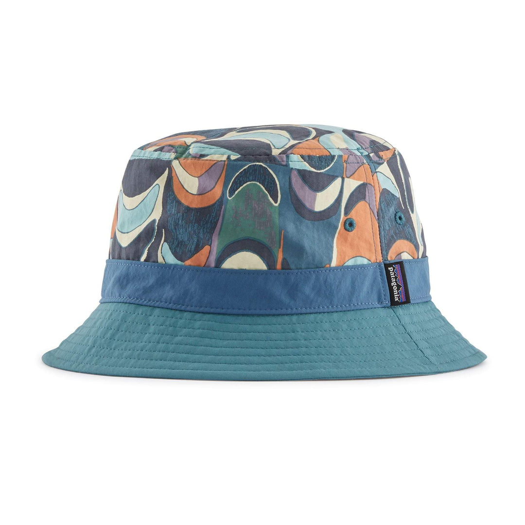Wavefarer Bucket Hat made from recycled nylon with abstract pattern.